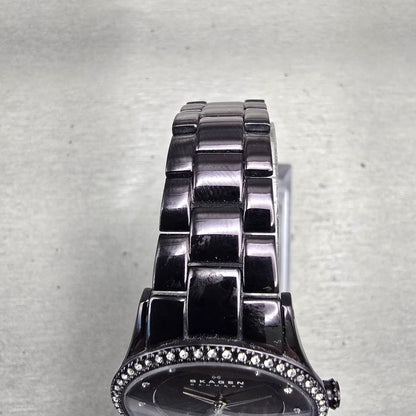 Skagen Glitz Watch Women 30mm Brown Dial Brown Tone Gemmed 347SDXD New Battery4