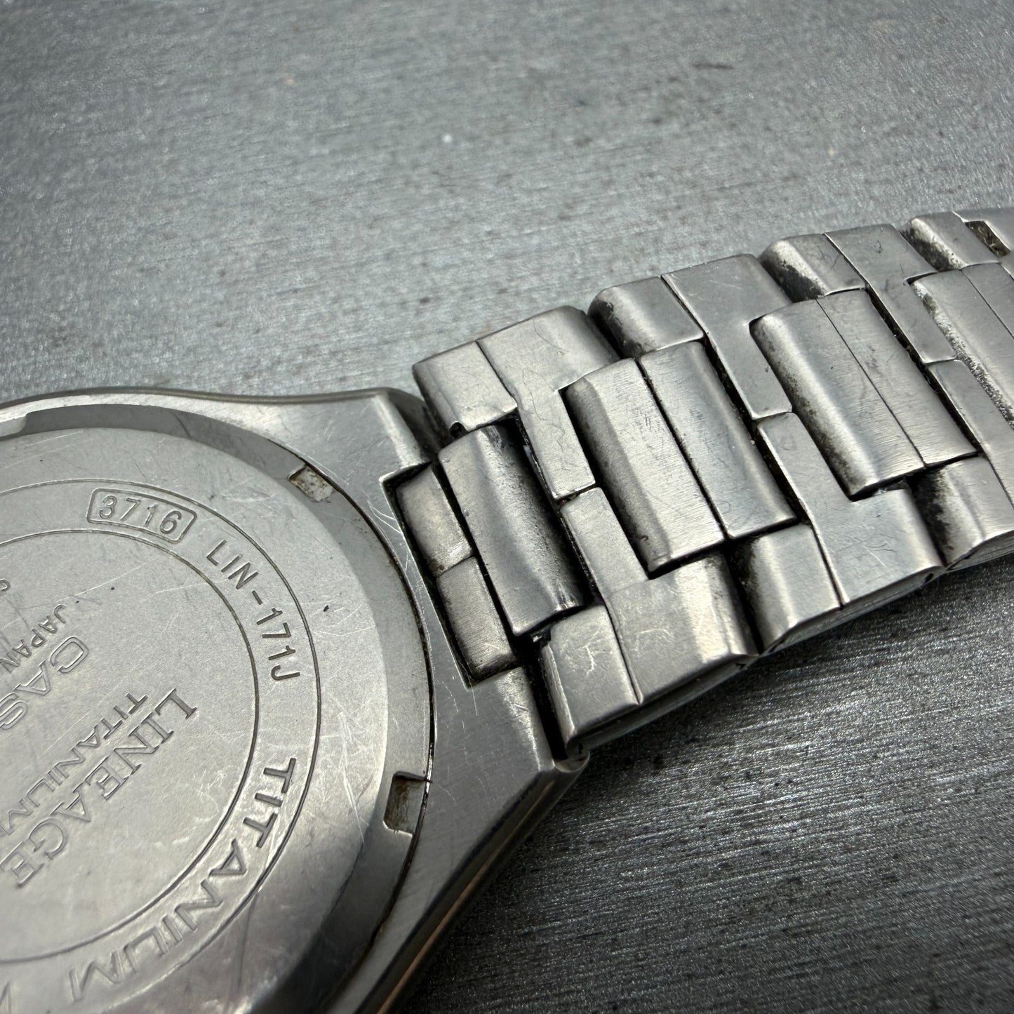 Casio Lineage Titanium Watch Men 38mm Silver Dial Daydate LIN-171J READ!! Newbat16