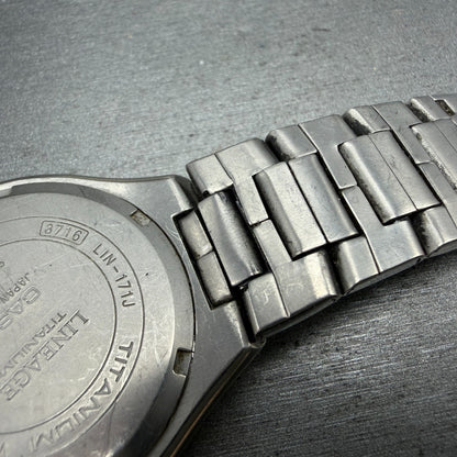 Casio Lineage Titanium Watch Men 38mm Silver Dial Daydate LIN-171J READ!! Newbat16