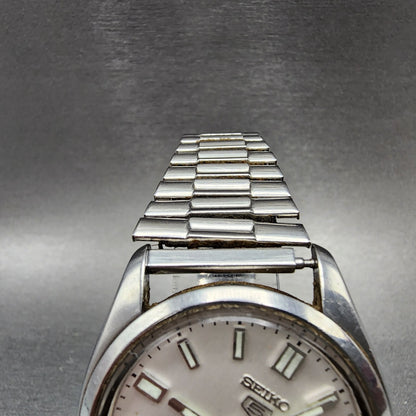Seiko 5 Automatic Watch Men 37mm White Dial Steel Daydate 7009821A PARTS5