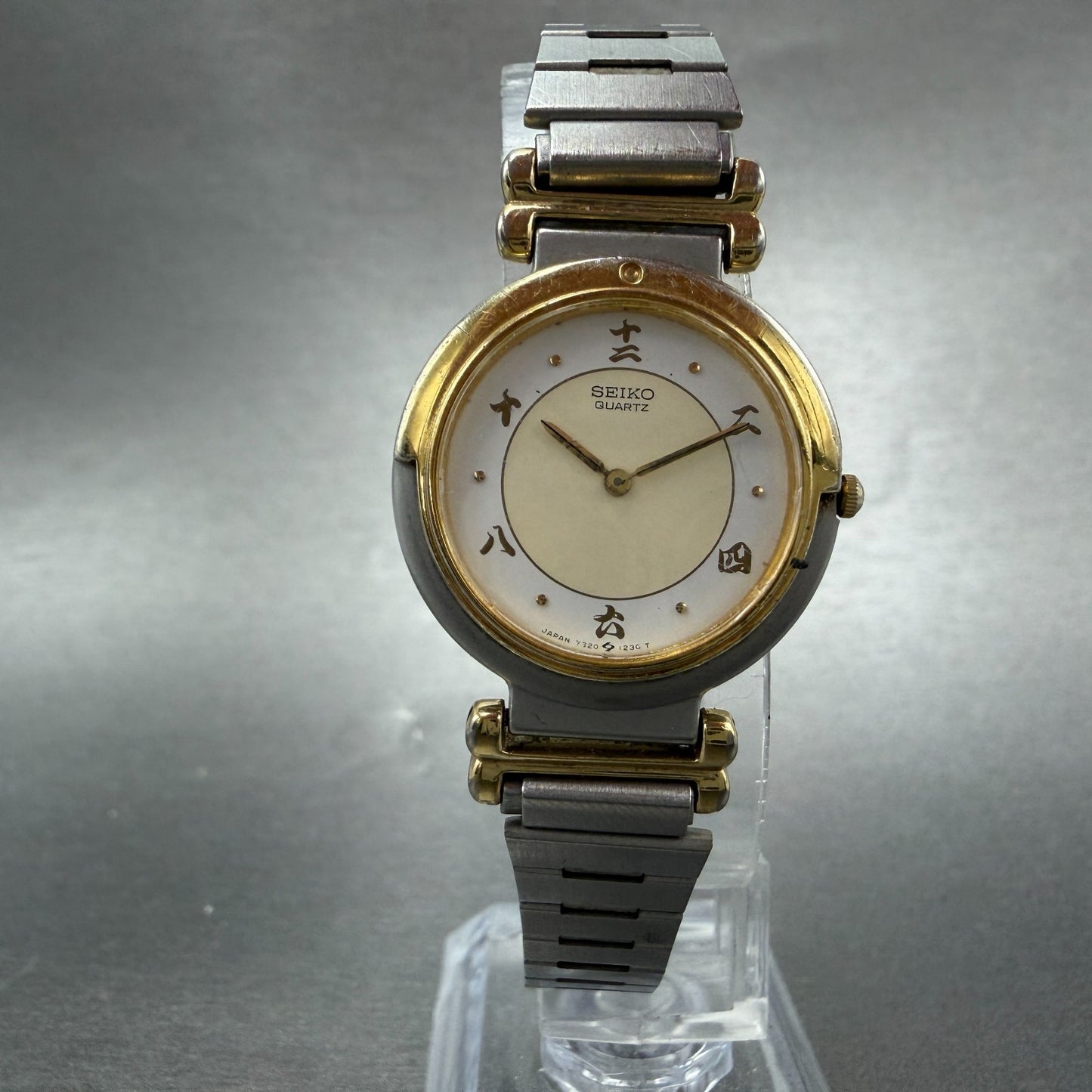 Seiko Watch Women 26mm White Dial two Tone Round 7320-0279 New Battery Vintage5