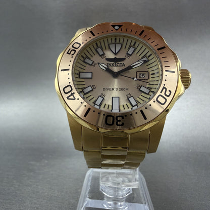 Invicta Dive Watch Men 43mm Champagne Dial Gold Tone Date Round 15032 New Batt5
