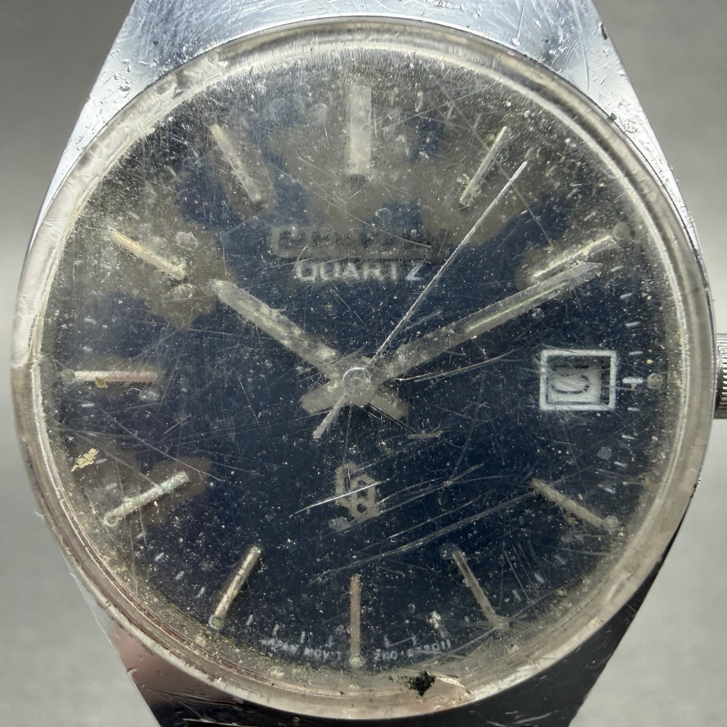Citizen CQ Watch Men 32mm Blue Dial Silver Tone Date Round 2110892208 New Bat1