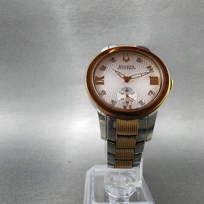Bulova Accutron Watch Women 31mm White Dial Two Tone Small Seconds Round New Bat6