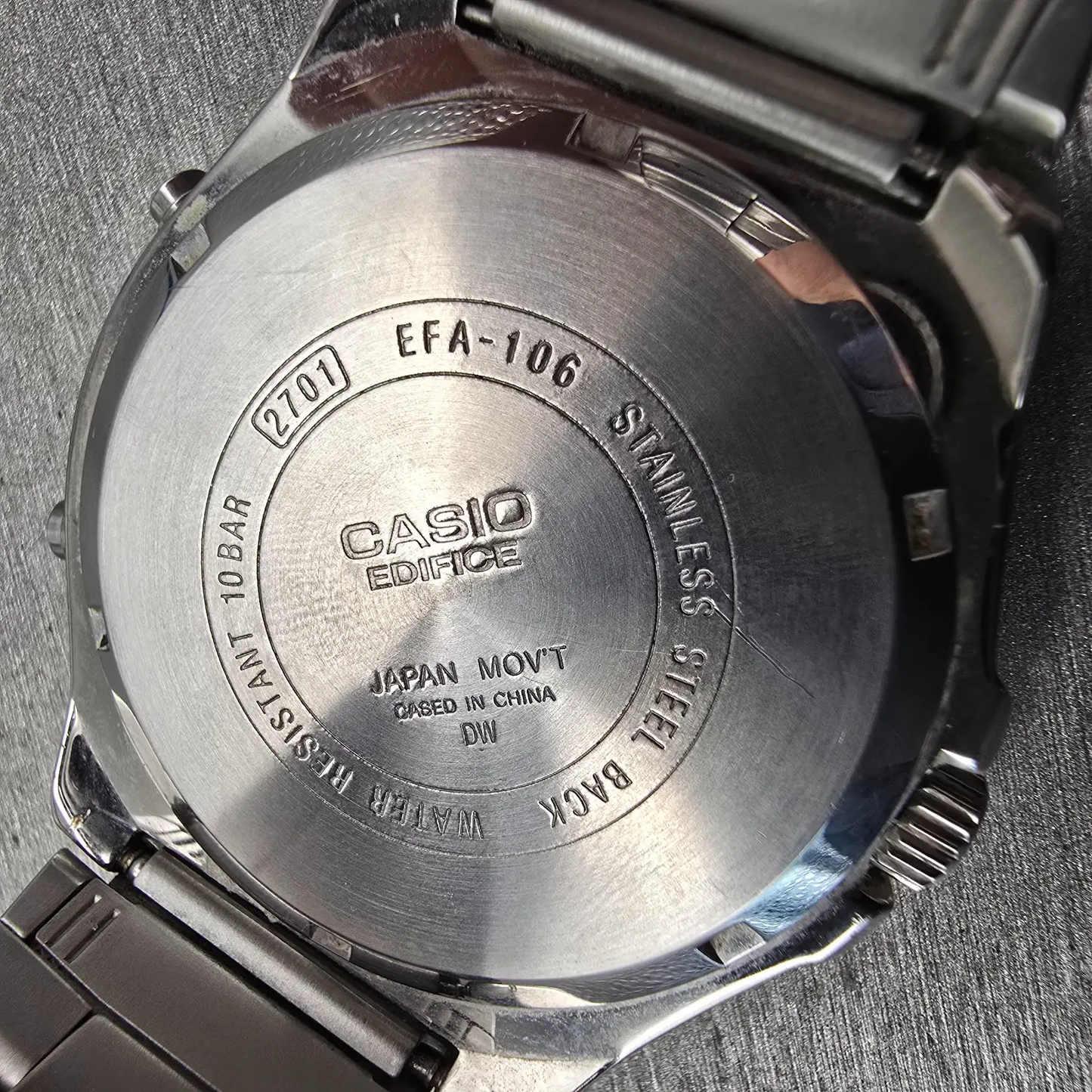 Casio Edifice Watch Men 43mm Blue Dial Silver Tone Daydate Round EFA-106 New Bat10