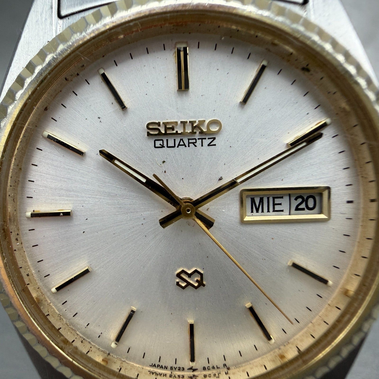 Seiko SQ President Watch Men 36mm Silver Dial Two Tone Daydate Round New Battery1