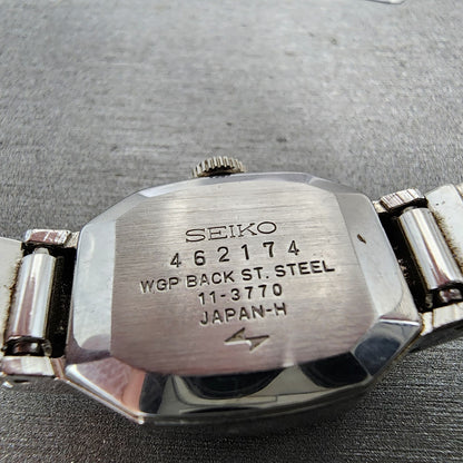 Seiko Watch Women 18mm Blue Dial Silver Tone Manual Octagon 113770 Runs9