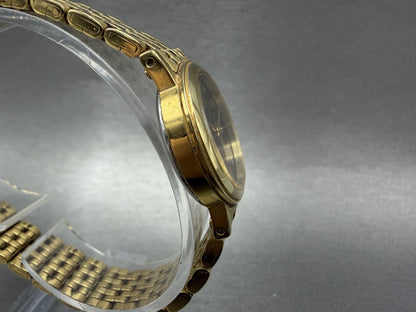 Citizen Watch Women 24mm Black Dial Gold Tone Date Round 1012S038562 New Batt6