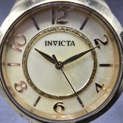 Invicta Watch Women 33mm MOP Dial Gold Tone Round 31105 New Battery Cream1