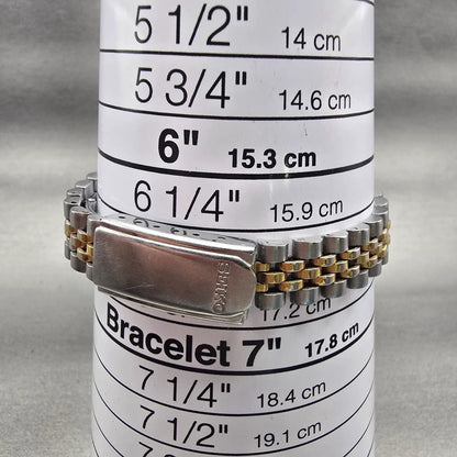 Seiko Watch Women 24mm Gold Dial Two Tone Daydate Round 7N83-0041 New Battery9