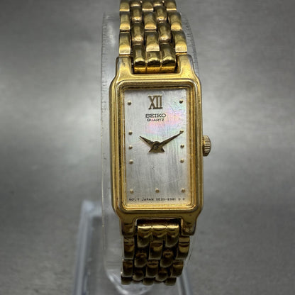 Seiko Tank Watch Women 13mm Silver Tone Gold Tone Rectangle 2e20-6859 NewBatt BA0