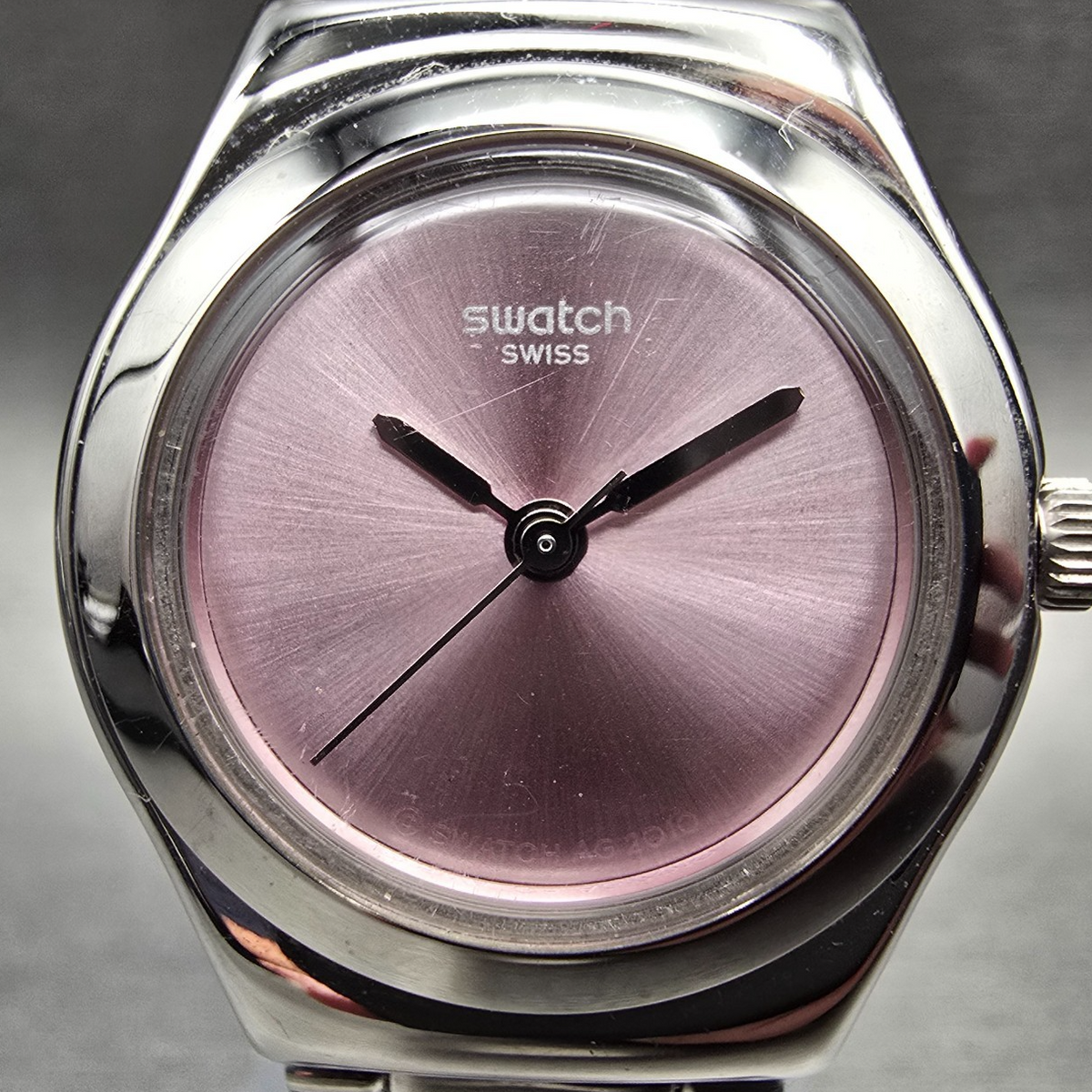 Swatch Pink Pill Watch Women 24mm Pink Dial Silver Tone Round YSS264M New Batt1