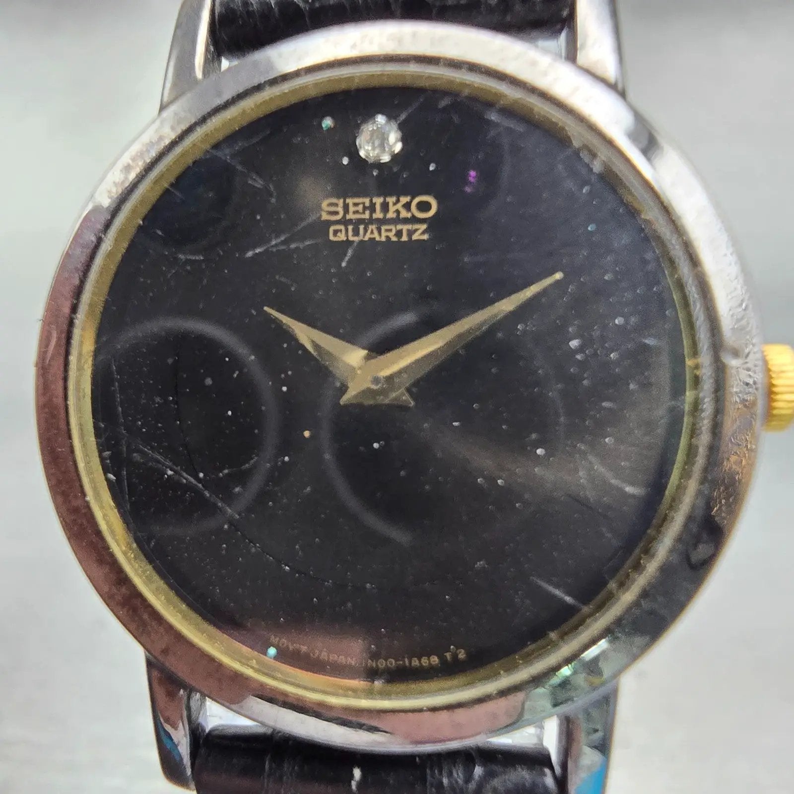 Seiko Watch Women 25mm Black Dial Black Tone Round 1N00-0C99 New Battery Vintage1