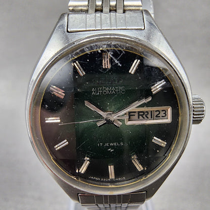 Seiko Automatic Watch Women 24mm Green Dial Silver Tone Daydate 22060300 Runs1