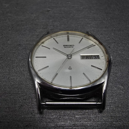 Seiko Watch Men 32mm Silver Dial Silver Tone Daydate Round 7123-7090 PARTS VTG3