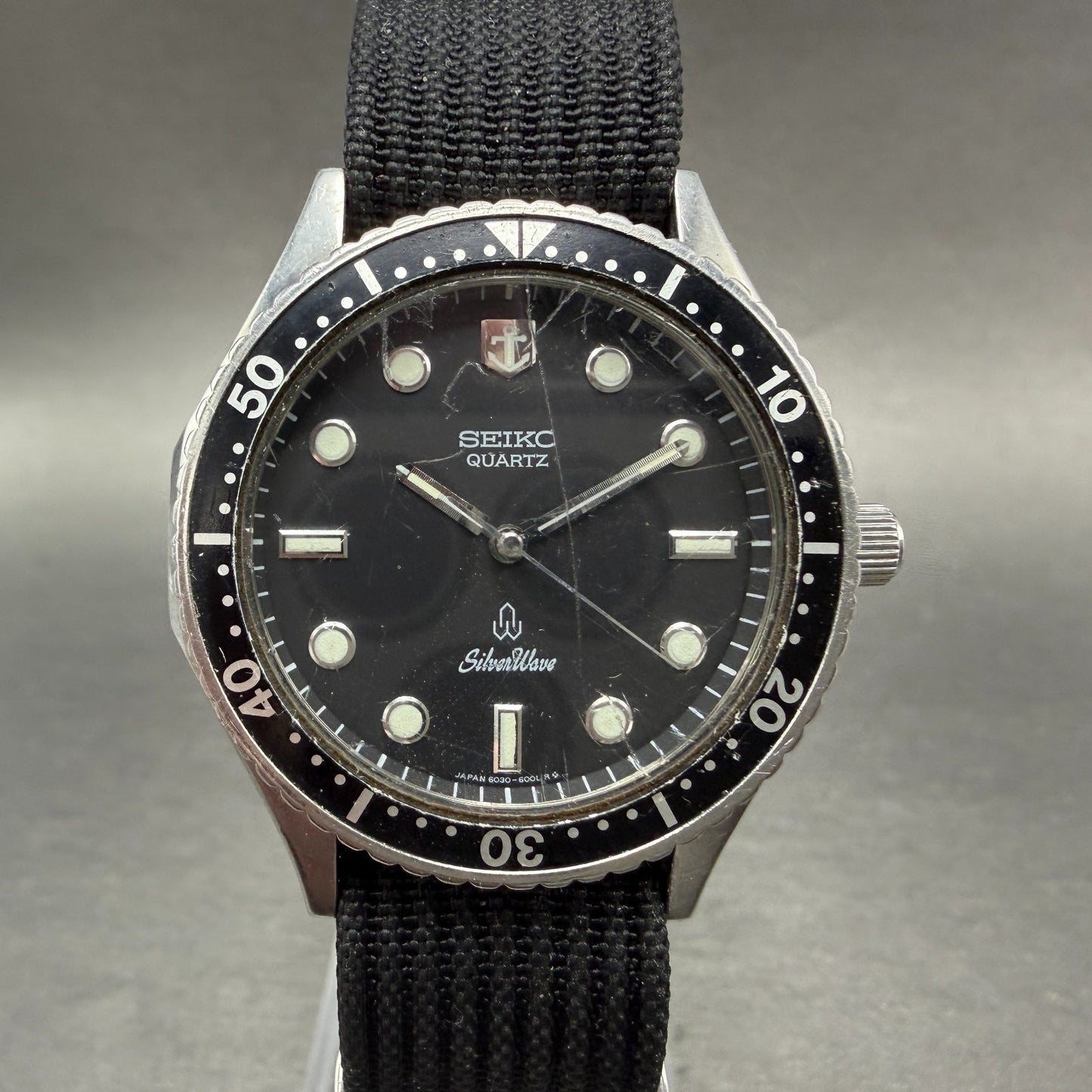 Seiko SilverWave Dive Watch Men 35mm Black Dial Silver Tone 6030-6000 NewBattery0