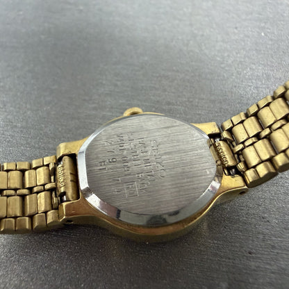 Seiko SX Watch Women 19mm Black Dial Gold Tone Round V4010091 New Battery9