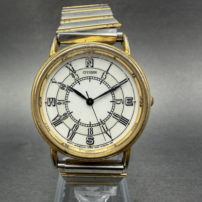 Citizen Watch Unisex 32mm White Dial Gold Tone Round 6030-S04565 New Battery0