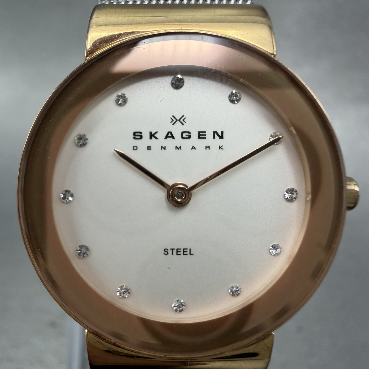 Skagen Watch Women 26mm White Dial Rose Gold Tone Round 358SRSC New Battery1