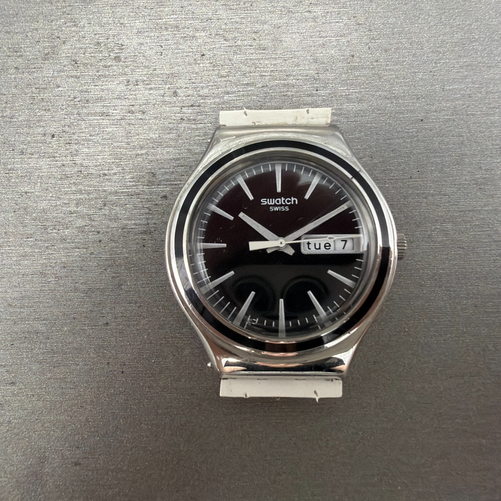 Swatch Irony Charcoal Suit Watch Men 38mm Black Dial Steel Daydate YGS744 NewBat0
