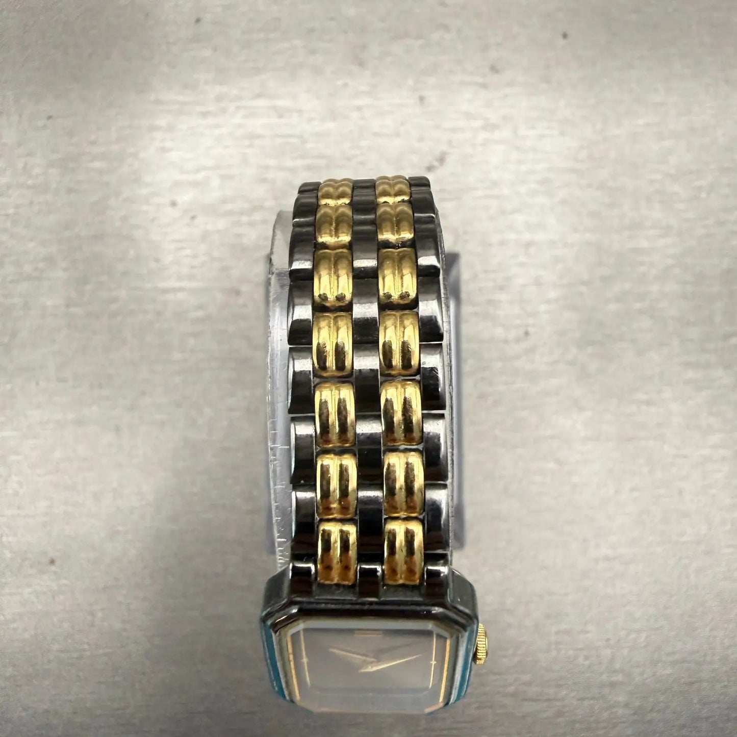 Seiko Watch Women 18mm Black Dial Two Tone Rectangle 2Y00-5569 New Battery VTG4