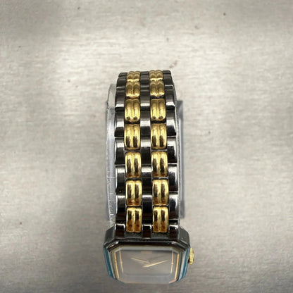 Seiko Watch Women 18mm Black Dial Two Tone Rectangle 2Y00-5569 New Battery VTG4