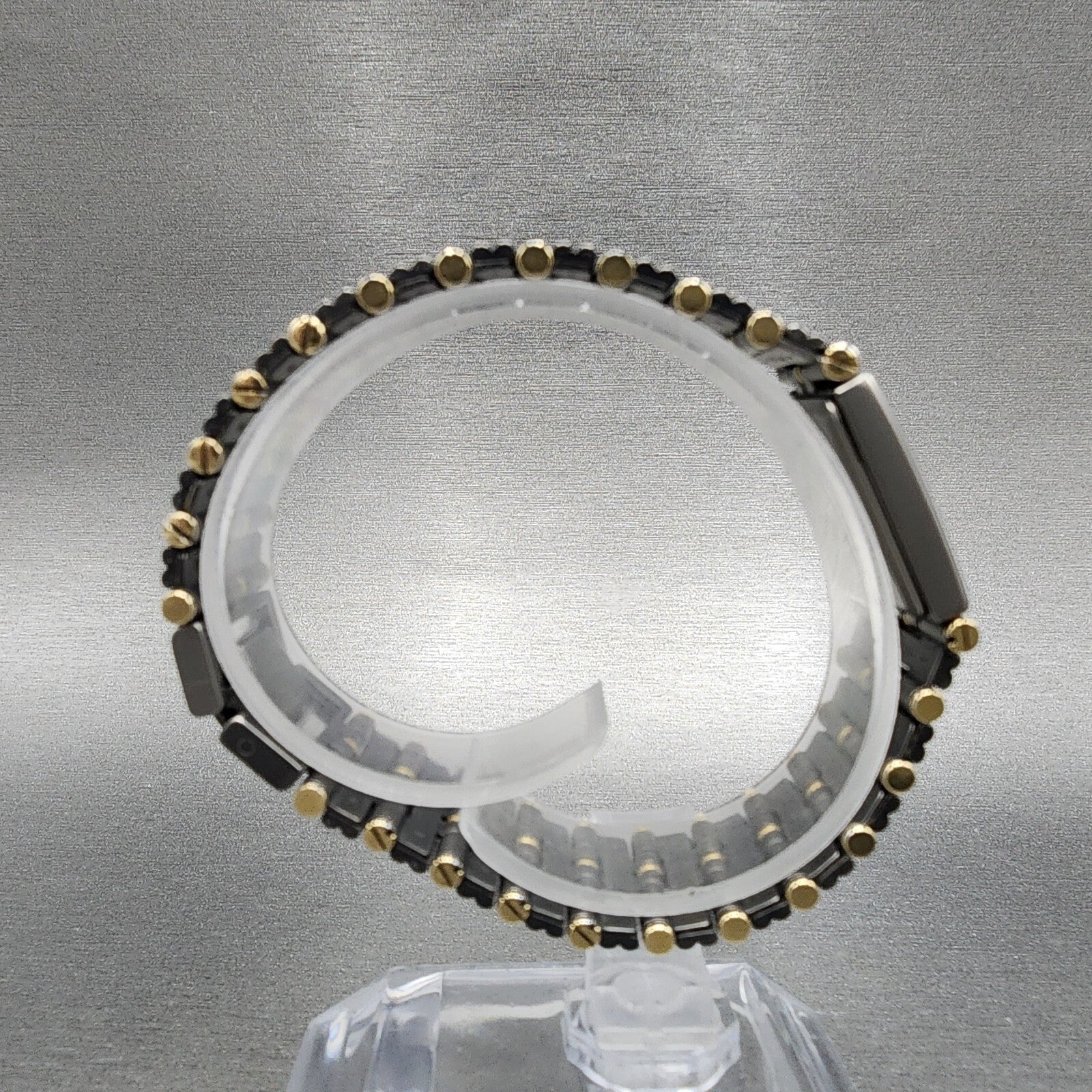 Seiko Exceline Tank Watch Women 18mm Gray Dial Two Tone Rectangle Titanium Runs8