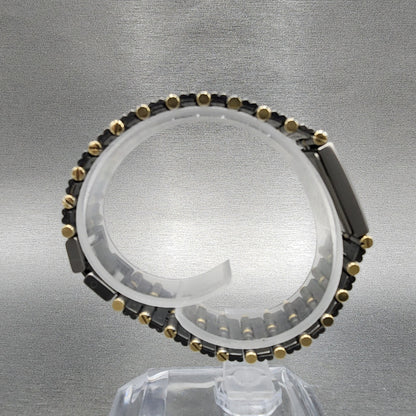 Seiko Exceline Tank Watch Women 18mm Gray Dial Two Tone Rectangle Titanium Runs8