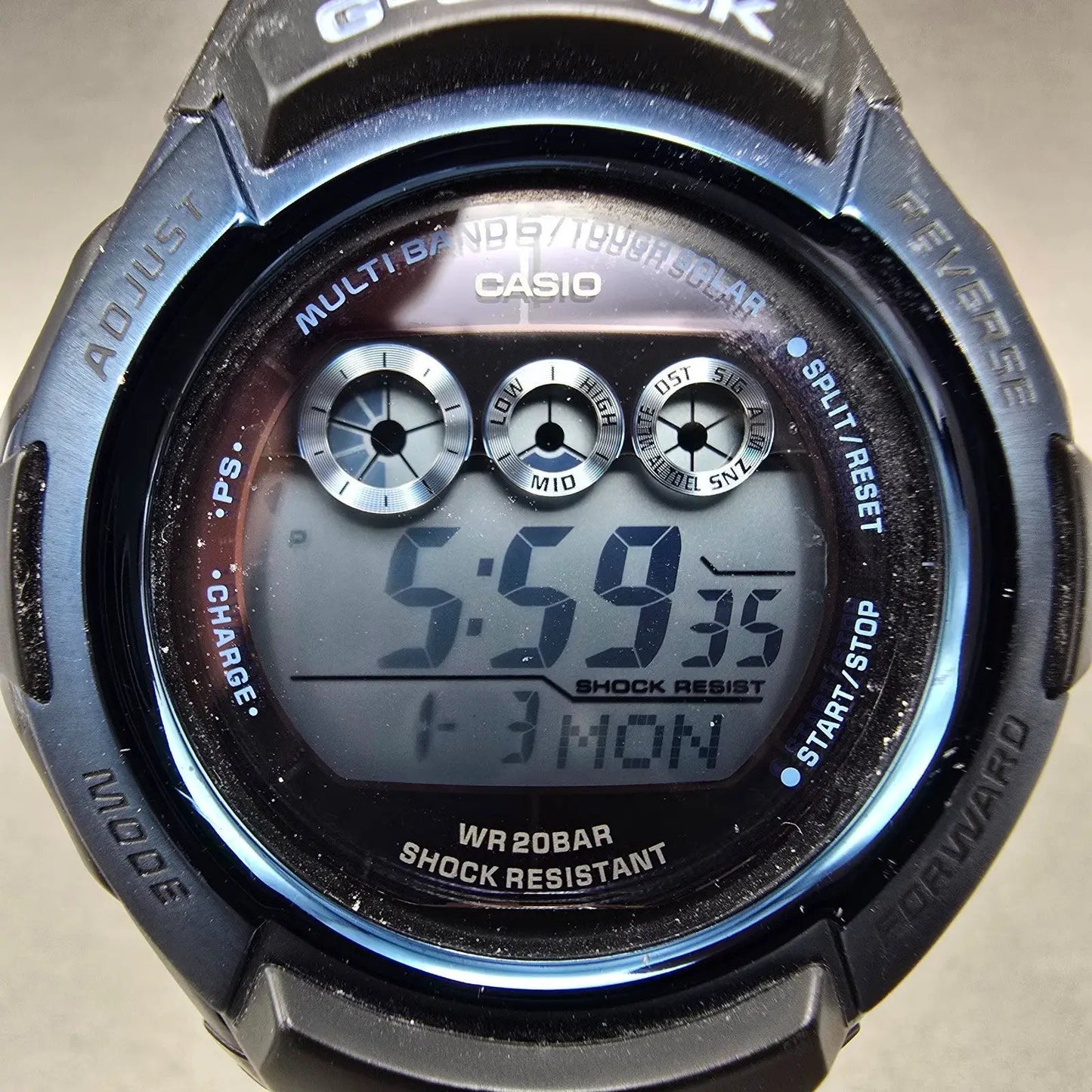 Casio G-Shock GW-M500F Watch Men 47mm Blue Black Alarm Chronograph Works Solar231