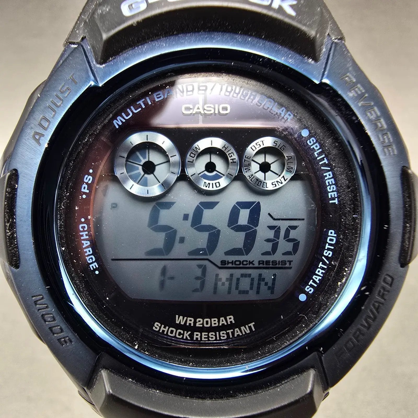 Casio G-Shock GW-M500F Watch Men 47mm Blue Black Alarm Chronograph Works Solar231