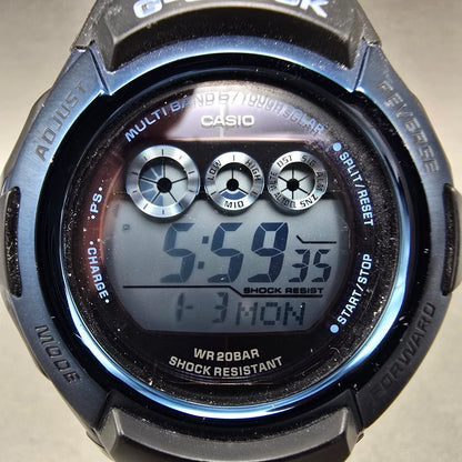 Casio G-Shock GW-M500F Watch Men 47mm Blue Black Alarm Chronograph Works Solar231