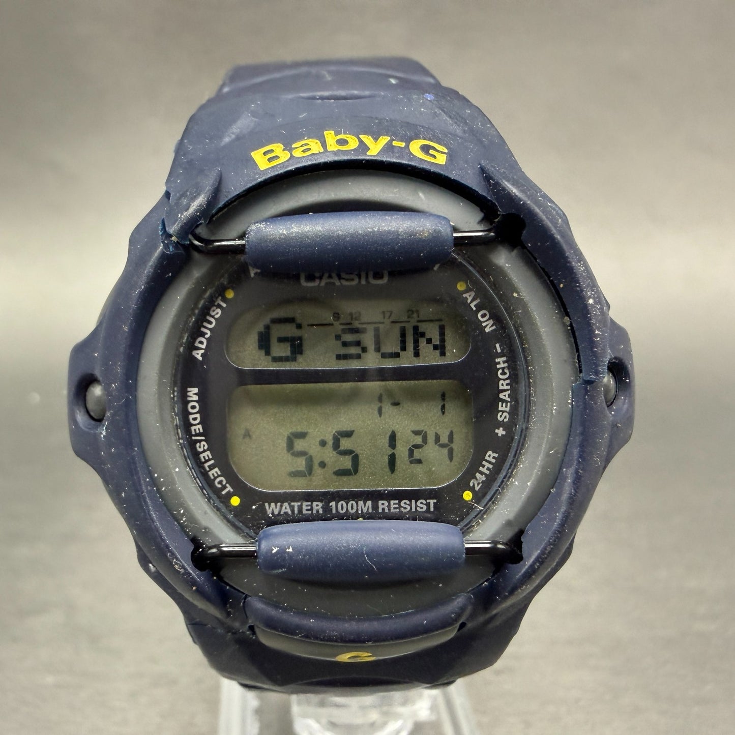 Casio Baby-G Watch 43mm Blue Digital Alarm Chrono Round BG-151 New battery0