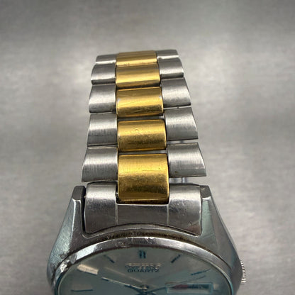 Seiko SQ Watch Men 35mm Silver Dial Two Tone Daydate Round 7123-8460 New Battery4
