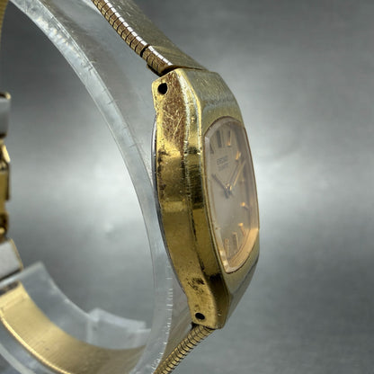 Seiko Watch Women 18mm Champagne Dial Gold Tone Round 1400-8010 New Battery VTG3