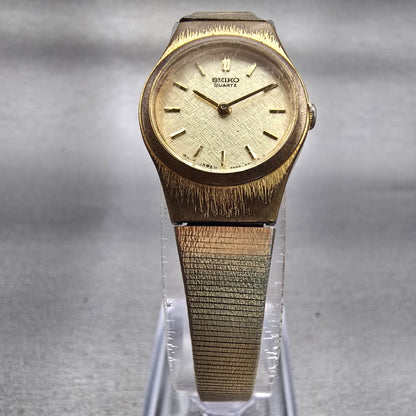 Seiko Watch Women 19mm Champagne Dial Gold Tone Round 4N00-0661 New Battery VTG5