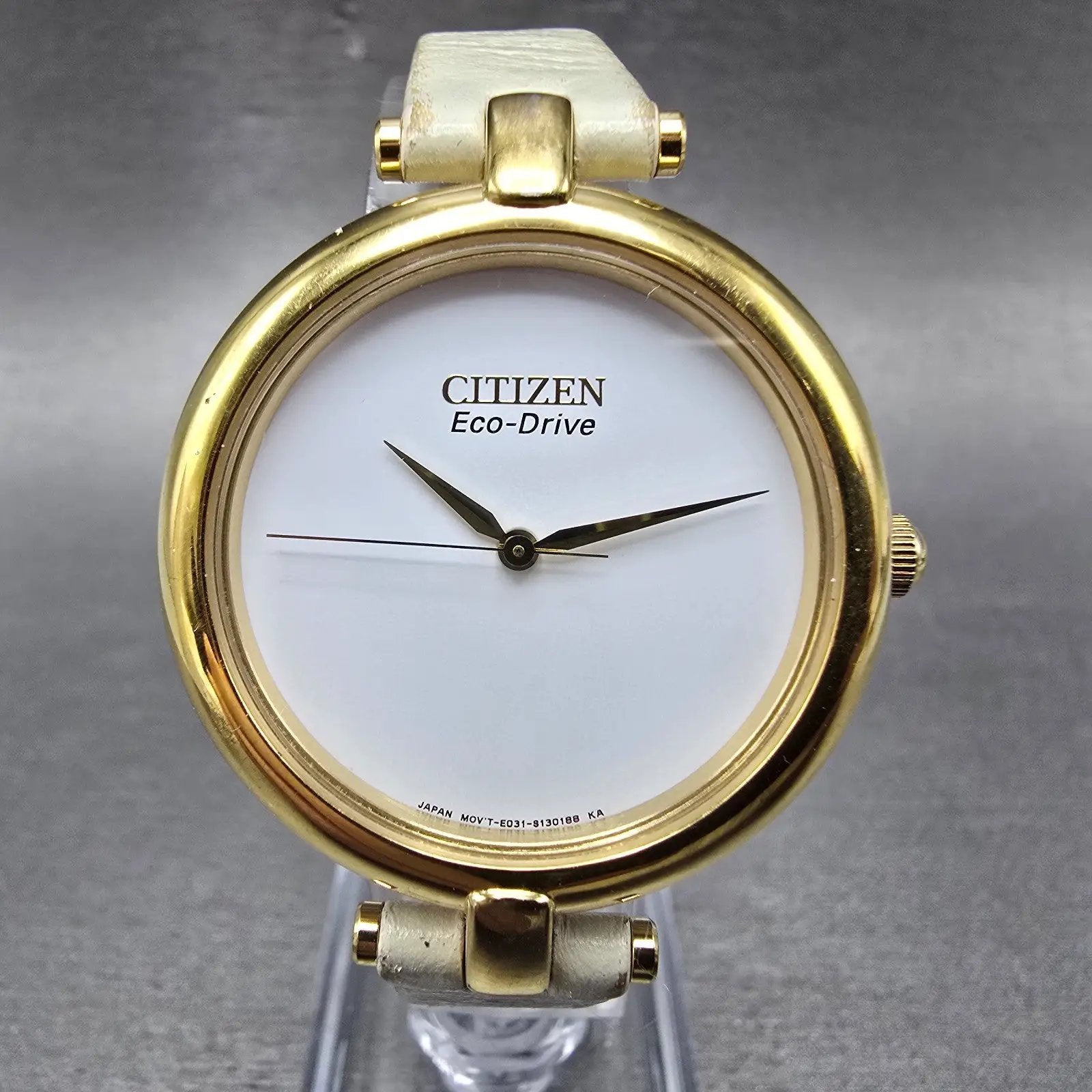 Citizen Eco-Drive Watch Women 34mm White Dial Gold Tone Round E031-S090920 Runs0