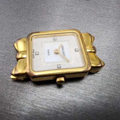 Nina Ricci Tank Watch Women 18mm MOP Dial Gold Plated Rectangle  New Battery5