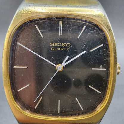 Seiko Tank Watch Men 32mm Brown Dial Gold Tone Rectangle 4100-5029 PARTS