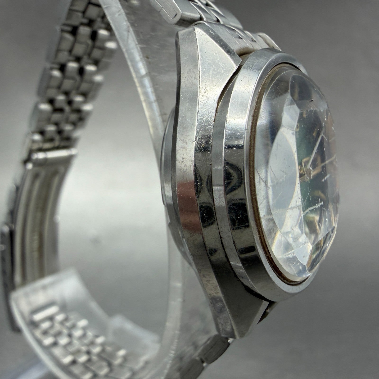 Seiko Automatic Watch Women 27mm Green Dial Silver Tone Daydate 2206-0340 PARTS4