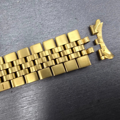 Bulova Bracelet Gold Tone 19mm Stainless Steel Y10 READ!!!!!!! Tri Folding Clasp16