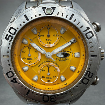 Orient Town & Country Chronograph Watch Men 39mm Orange Dial Steel Date New Batt1