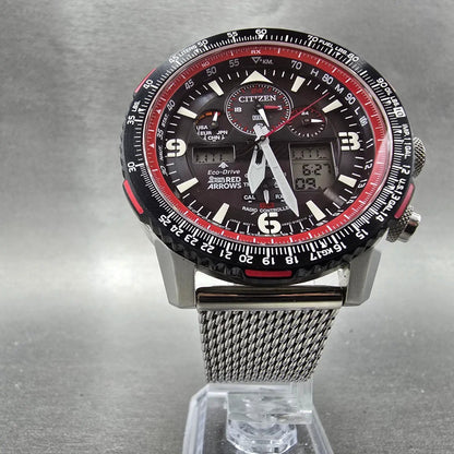 Citizen Skyhawk Red Arrows Watch Men 45mm Black Dial Steel Red Eco-Drive Works6