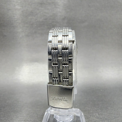Timex Indiglo Watch Women 25mm MOP Dial Silver Tone Date Round New battery7