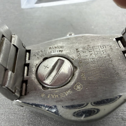 Swatch Irony Happy Joe Watch Women 33m Silver Dial Silver Tone Date Round Newbat10