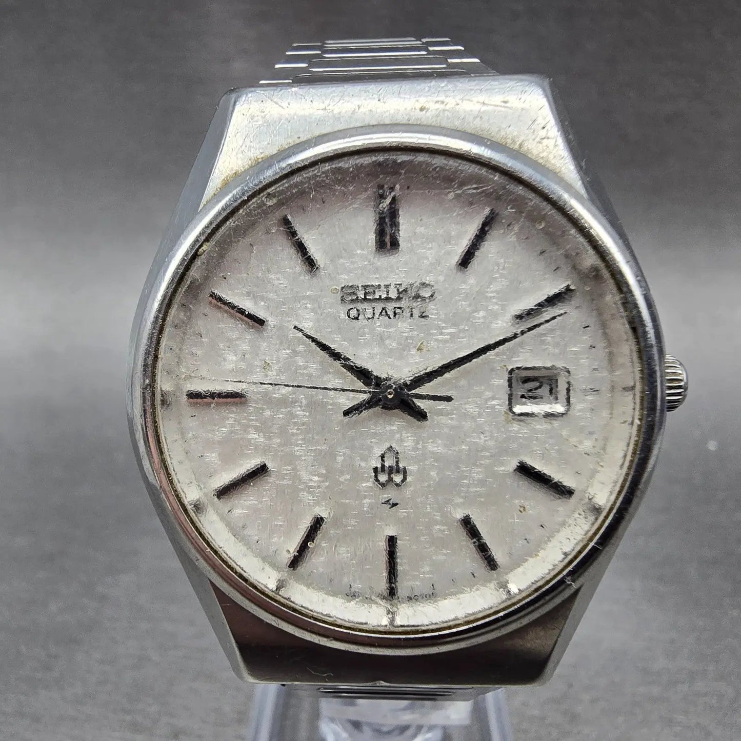Seiko Watch Men 36mm White Dial Silver Tone Date Round 0842-8070  PARTS0