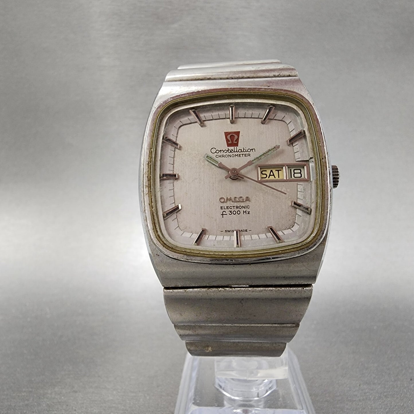 Omega Constelation F300 Watch Men 36mm Silver Dial Steel Daydate 198.0048 PARTS5