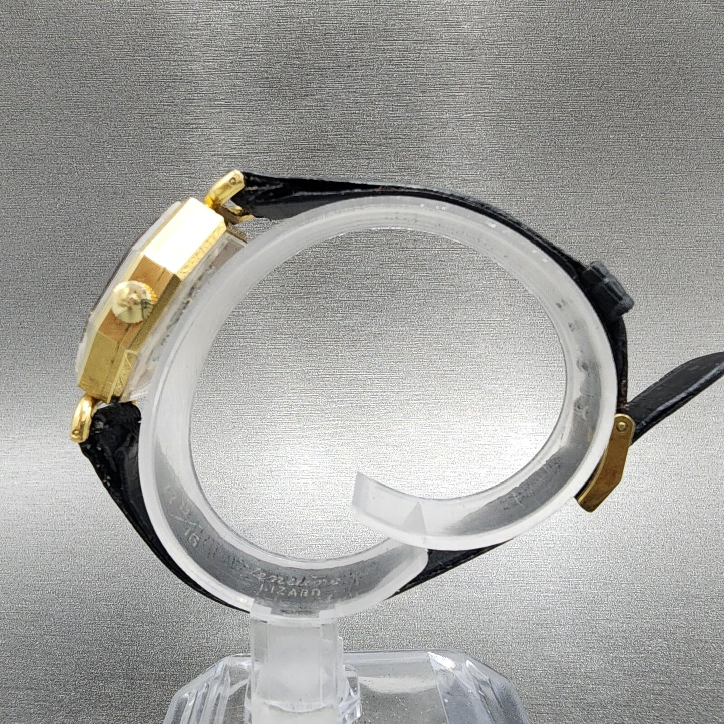 Juvenia Mystery Dial Watch Women 23mm Black Dial Gold Plated Octagon Manual Wind7