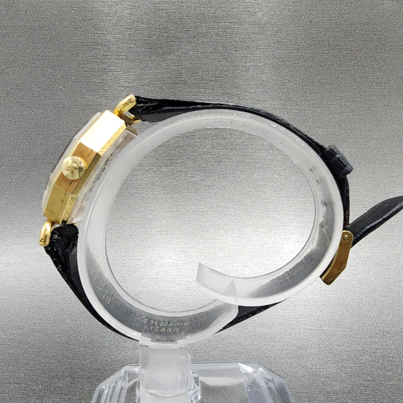 Juvenia Mystery Dial Watch Women 23mm Black Dial Gold Plated Octagon Manual Wind7