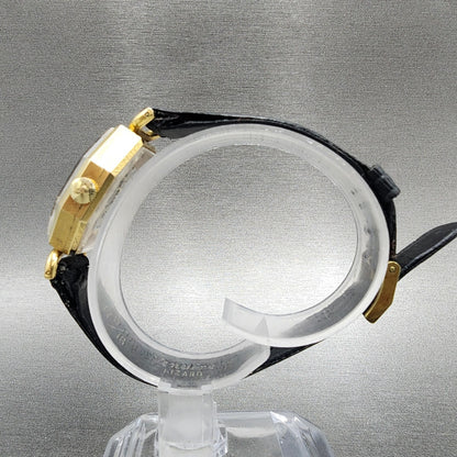 Juvenia Mystery Dial Watch Women 23mm Black Dial Gold Plated Octagon Manual Wind7