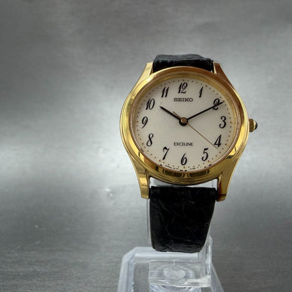 Seiko Exceline Watch Women 28mm Cream Dial Gold Tone Round 4J41-0110 New Battery5